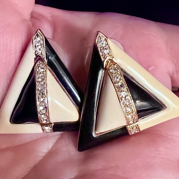 Vintage Craft art deco pierced earrings - Picture 1 of 5